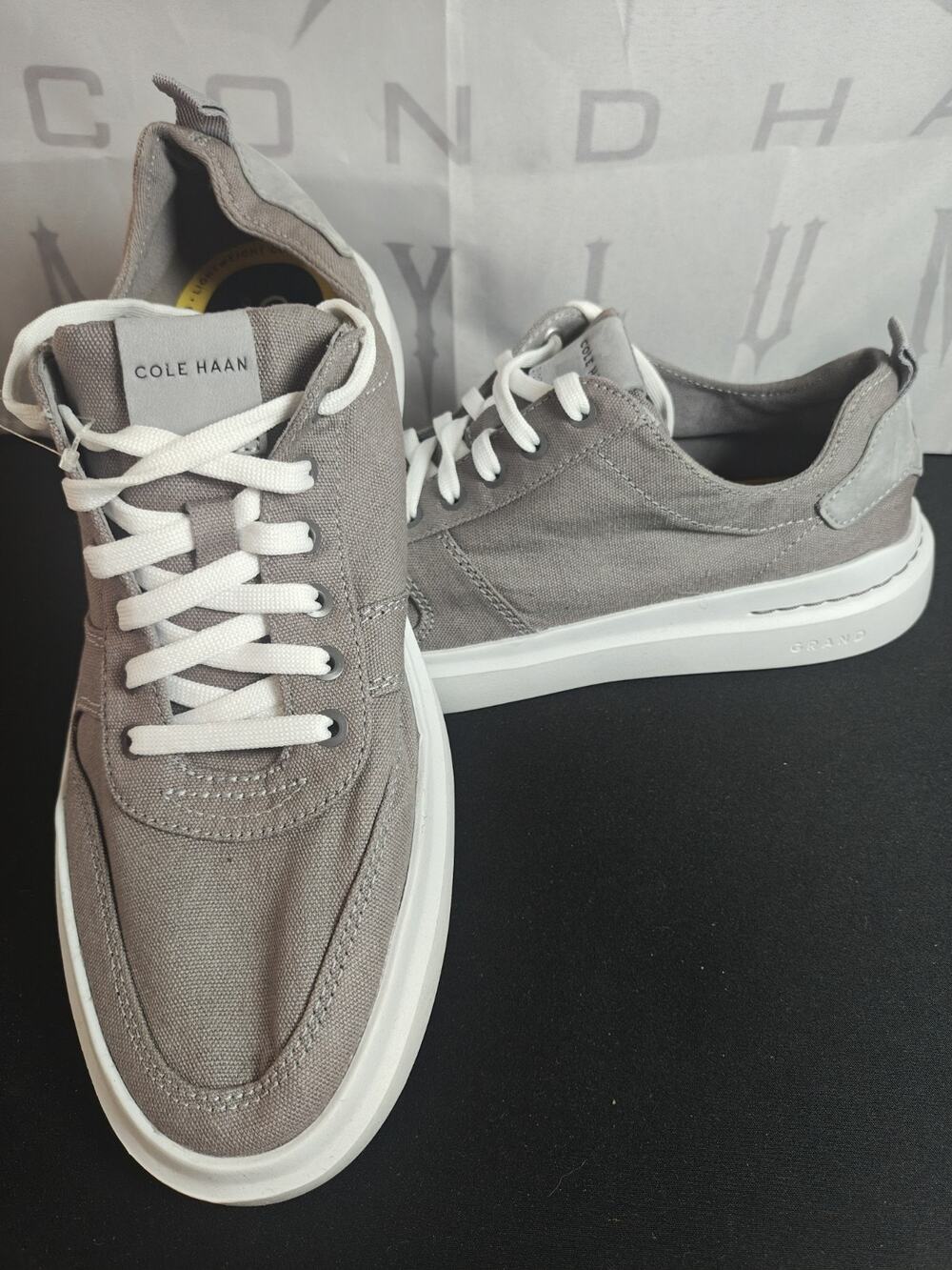 Cole Haan Men's 9.5 GrandPro Rally Court Canvas Sneakers Shoes Gray New Blems